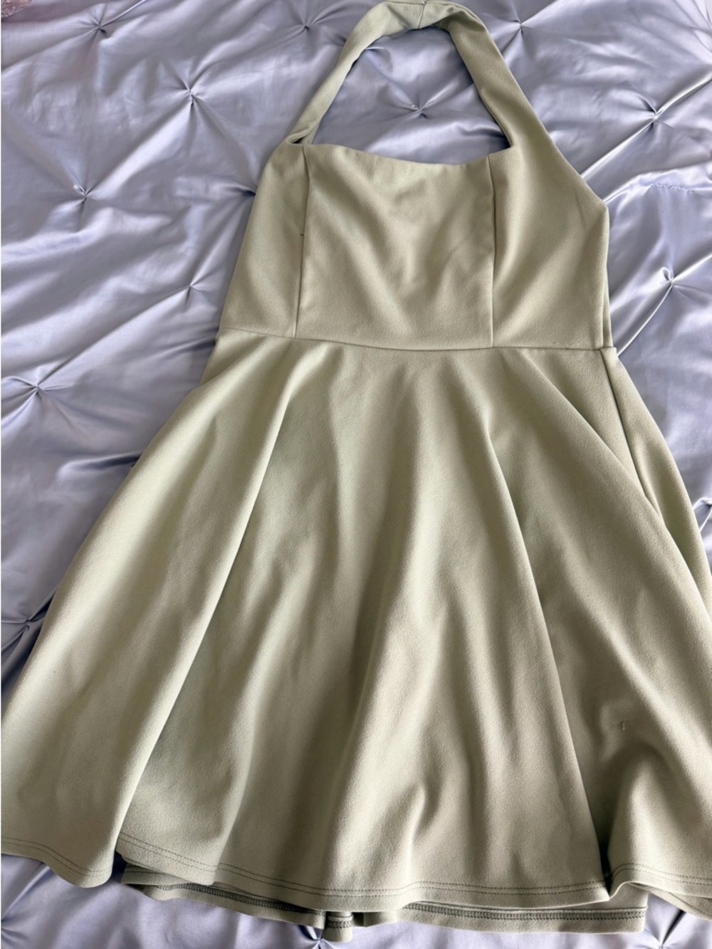 Fashion Nova Halter Backless A-Line Dress in Sage